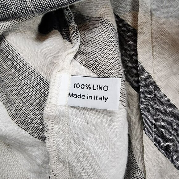 Vanity Top Womens Small Gray Striped 100% Linen V Neck Sleeveless Tank - Picture 3 of 9